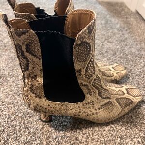 Same Edelman Snakeskin Chelsea Ankle Boots with kitten heels